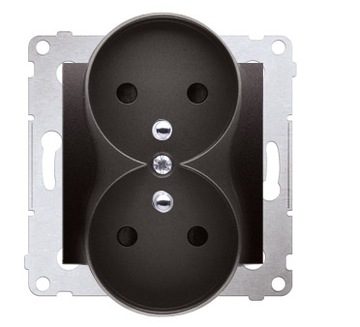 KONTAKT SIMON 54 GNIAZDO PODWÓJNE Z/U ANTRACYT