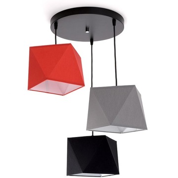 Lampa sufitowa plafon 3 abażury kolor na kablu