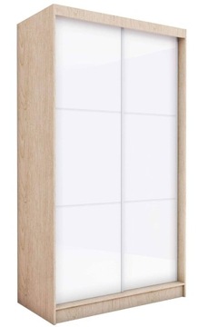 Szafa przesuwna 150 cm dąb sonoma białe szkło V150