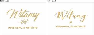 Tablica weselna Witamy Gości biała złota 70x50cm