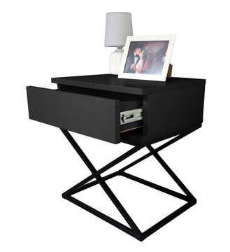 Stolik nocny styl glamour czarny mat metal X