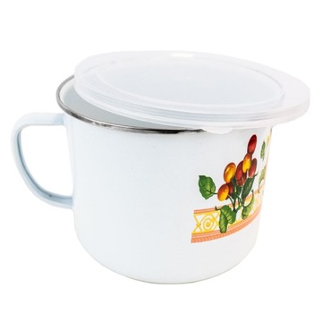 KUBEK EMALIOWANY Z PRZYKRYWKĄ GARNUSZEK 1,5L