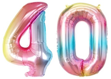 Oryginalne balony tęczowe na 40 urodziny Gradient