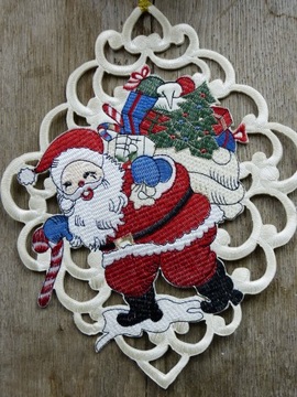 Новогодний кулон вышитый Дед Мороз 28см ПОДАРОК