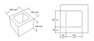 Бетонный строительный блок, столб 19х19см.