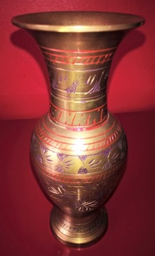 Старая ВАЗА латунная эмаль УНИКАЛЬНАЯ Индия 1960-е гг.