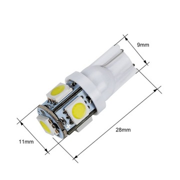 СВЕТОДИОДНЫЕ ЛАМПОЧКИ 5 SMD 5050 W5W T10 АРТ. БЕЛЫЕ 10шт.
