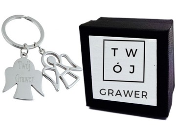 Brelok Metalowy Anioł do Kluczy Grawer + ETUI