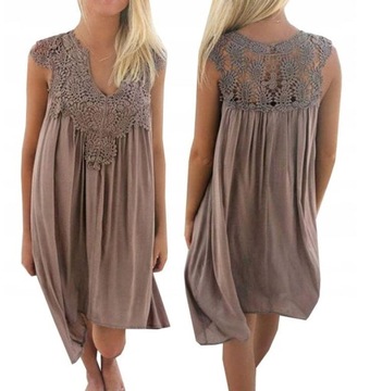 ПЛЯЖНАЯ ТУНИКА ПЛАТЬЕ С ВЫШИВКОЙ КОРИЧНЕВЫЙ АЖУР ЛОЙКА