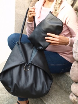 КОЖАНАЯ СУМКА-ШОППЕР КОСМЕТИЧЕСКАЯ СУМКА 2В1