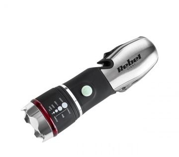 Latarka LED 3W z nożem młotkiem 8w1 80m Rebel