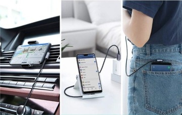 UGREEN ПРОЧНЫЙ КАБЕЛЬ USB-КАБЕЛЬ USB-C ТИП C УГОЛ 90 ГРАДУСОВ QC 3,0 3A 1M
