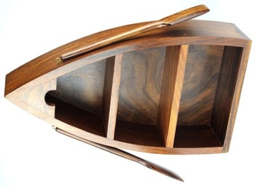 ДЕРЕВЯННАЯ ШКАФНАЯ ПОЛКА ЛОДКА С ВЕСЛАМИ В ПОДАРОК