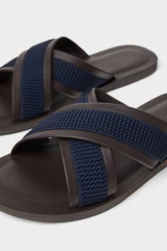 КОРИЧНЕВЫЕ САНДАЛИИ ZARA ТЕМНО-СИНИЕ, ОБУВЬ 40