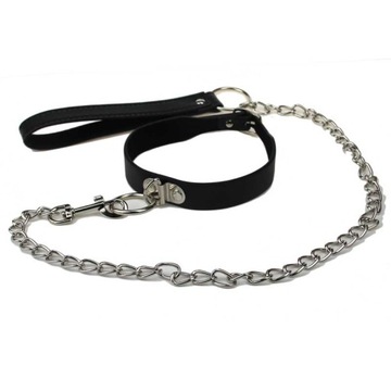 BDSM11 Sexy obroża + smycz na łańcuchu - UNISEX