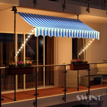 Маркиза для террасы и балкона LED 200x150 белый/желтый