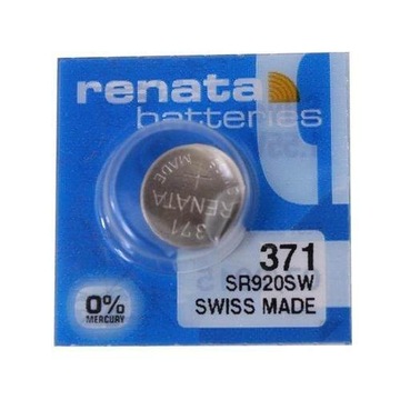 СЕРЕБРЯНАЯ БАТАРЕЯ RENATA 371 SR920SW, СДЕЛАНО В ШВЕЙЦАРИИ