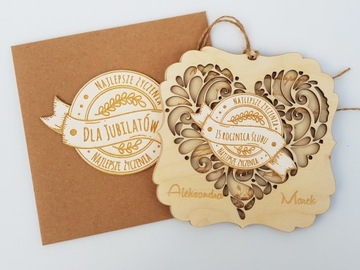 Деревянная свадебная/юбилейная открытка