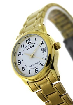 ЖЕНСКИЕ ЗОЛОТЫЕ ЧАСЫ CASIO С ДАТОЙ LTP-V002D-7BUDF + КОРОБКА