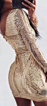 MD zlaté elegantné Flitrové šaty veľkosť S M