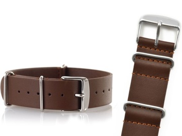BRĄZOWY SKÓRZANY PASEK DO ZEGARKA NATO LEATHER 20