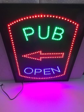 REKLAMA LED PUB OPEN 80X60 CM SZYLD NEON 230V