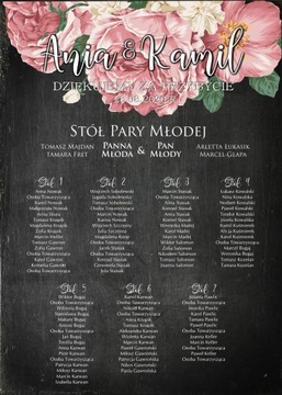 План свадебного стола для гостей свадьбы, доска 70х50.