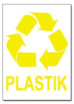 PLASTIK kosz śmieci odpady tabliczka znak 15x21 segregacja odpadów
