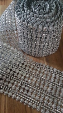 TAŚMA Z CYRKONIAMI dżety DIAMENTY 9mb SZER.12 CM CIĘTA NA METRY OZDOBNA