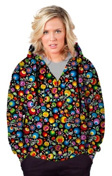 BLUZA DAMSKA ZAMEK PRINT XXL FOLKLOR ŁOWICKI MODNA
