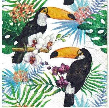 Serwetki do decoupage 2szt tukany liście orchidea