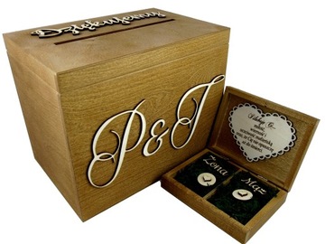 Komplet Na Koperty Obrączki Inicjały Ślub Pudełka