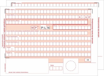 Polecenie przelewu A6 bloczek 80 kartek 1+1 ( ORG + KOPIA ) + nadruk danych