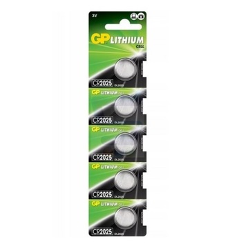 5x Bateria litowa GP CR2025 3V LiMnO2 160mAh guzik