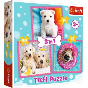 Puzzle 3 w 1 Pieski w kąpieli TREFL