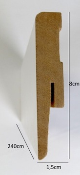 8 LISTWA PRZYPODŁOGOWA MDF BIAŁA Wysoki Połysk