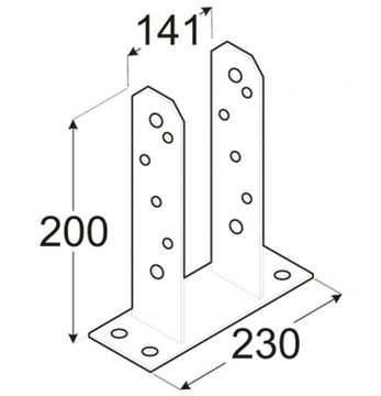 ОСНОВАНИЕ Т-ОБРАЗНОЙ СТОЙКИ, ПРИВИНЧЕННОЕ К БЕТОНУ, 140x200