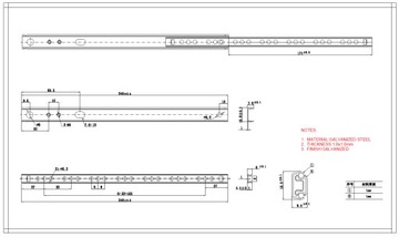 Шариковая направляющая для ящиков DB H-17 182мм AMIX