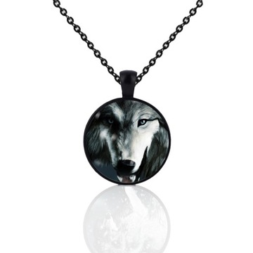 CZARNY NASZYJNIK AMULET WILK