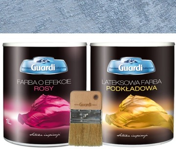 GUARDI Zestaw Farba Ścienna Efekt Rosy + Podkład + Pędzel Stal Szlachetna