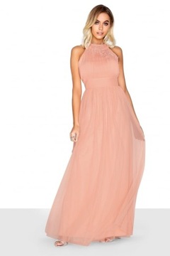 LITTLE MISTRESS sukienka maxi pudrowy różowa 40 L