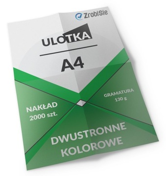 ULOTKI A4 2000 sztuk DWUSTRONNE 130g WYSOKA JAKOŚĆ