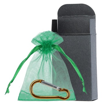 Подарочная упаковка, коробка, картон, шифоновый мешочек, карабин.