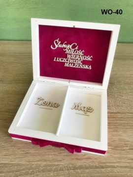 Pudełko na obrączki kolorowy nadruk imiona U31