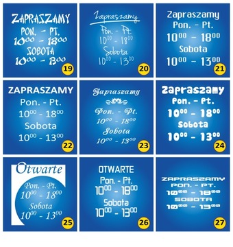 НАКЛЕЙКА Часы работы открытая дверь стекло 35х35