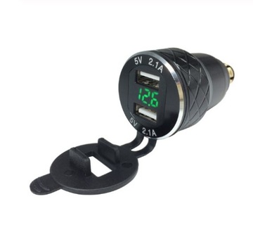 PRZEJŚCIÓWKA DIN WOLTOMIERZ 2x USB 2,1A MOTOCYKL