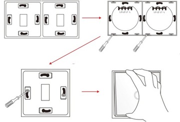 PANEL SZKLANY DOTYKOWY WŁĄCZNIK ŚWIATŁA POCZWÓRNY BIAŁY 3+1 2 MODUŁY LED