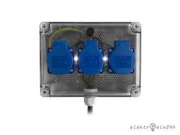 РАСПРЕДЕЛИТЕЛЬНЫЙ ЩИТ С ОСВЕЩАЮЩИМИ РОЗЕТКАМИ 3х16А 230В