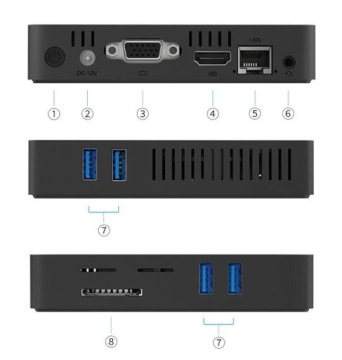 Мини-ПК MII-V Apollo J3355 4 ГБ/64 ГБ Win10 HDMI+VGA