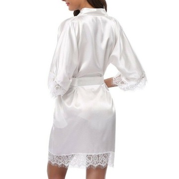 ХАЛАТ ЖЕНСКИЙ АТЛАСНЫЙ ХАЛАТ С КРУЖЕВОМ, СВОБОДНЫЕ ЦВЕТА, S